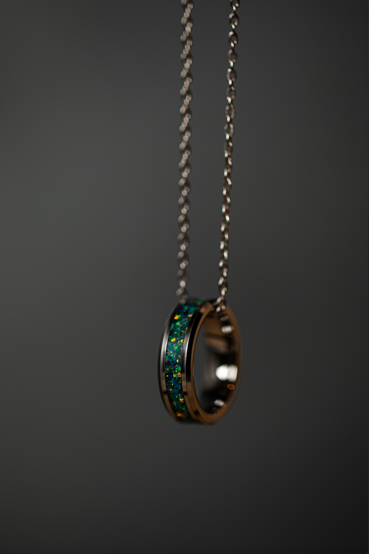 Forest Green Opal Tungsten Cremation Ring