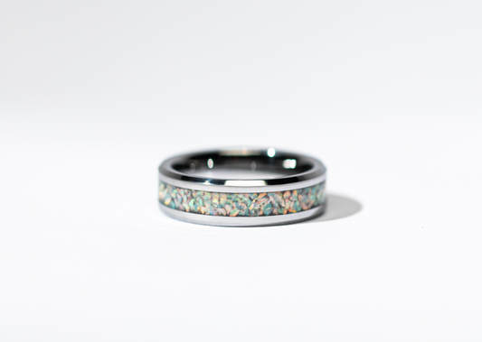 Pearl White Opal Tungsten Cremation Ring Singapore