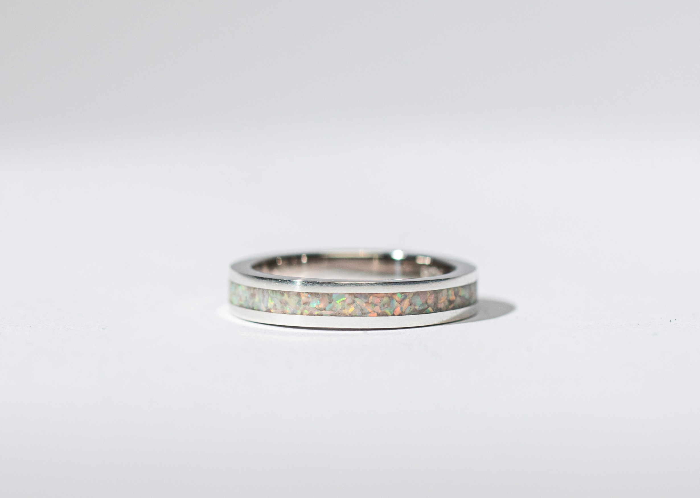 White opal sales inlay ring