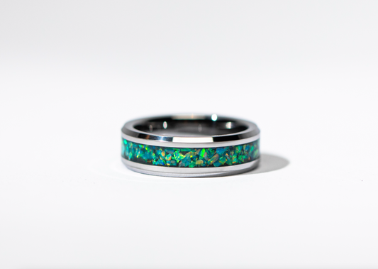 Forest Green Opal Tungsten Cremation Ring Singapore