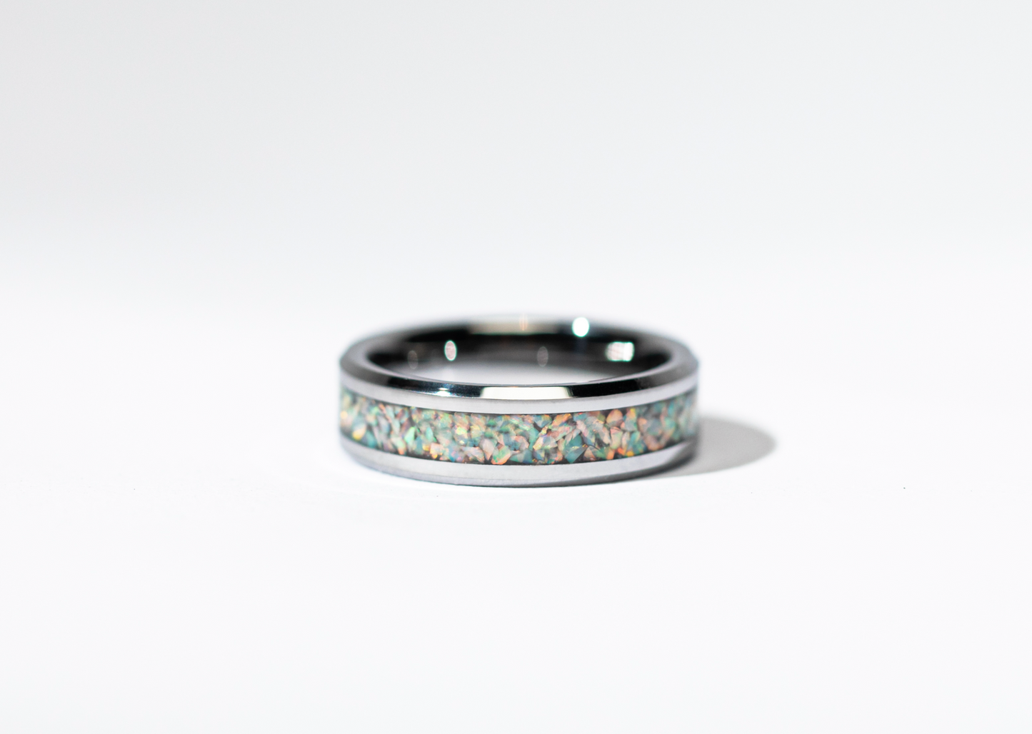 Pearl White Opal Tungsten Cremation Ring Singapore