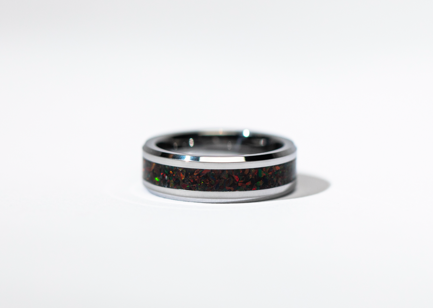 Black Ember Opal Tungsten Cremation Ring Singapore